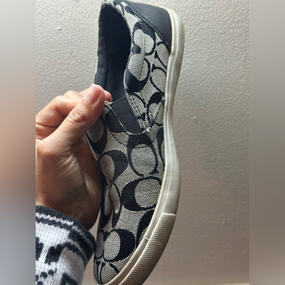 Coach Monogram Black and White Slip-Ons - Picture 5 of 13